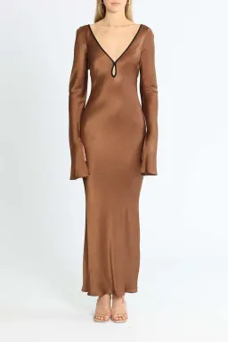 Bec and Bridge Annika Long Sleeve Maxi Dress Brown Size 8 for rent on The Volte - image 1