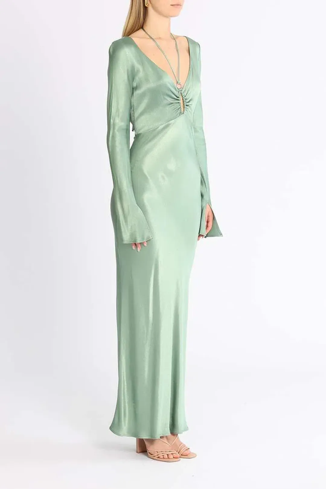 Bec and Bridge Malyka Long Sleeve Maxi Dress Green Size 6 for rent on The Volte - main image