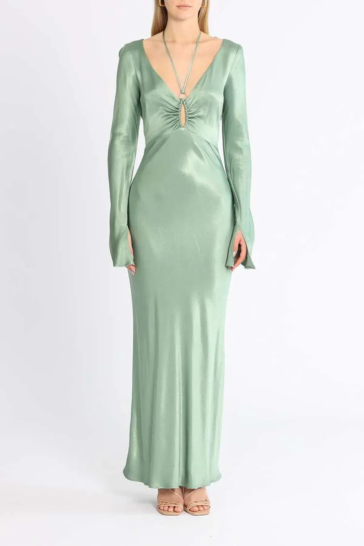 Bec and Bridge Malyka Long Sleeve Maxi Dress Green Size 6 for rent on The Volte - main image