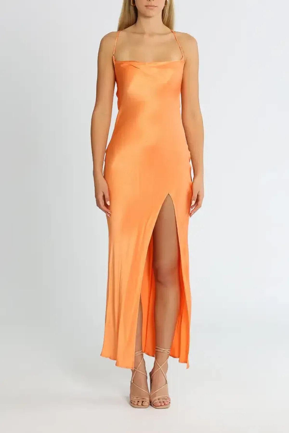 Bec and Bridge Annika Cowl Maxi Dress Sorbet Orange Size 6 for rent on The Volte - main image