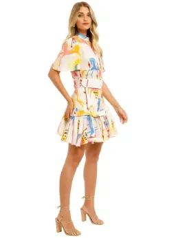 Leo & Lin Carousel Linen Shirt Dress Rainbow Carousel Multi Print Size AU 12 for rent on The Volte - image 2