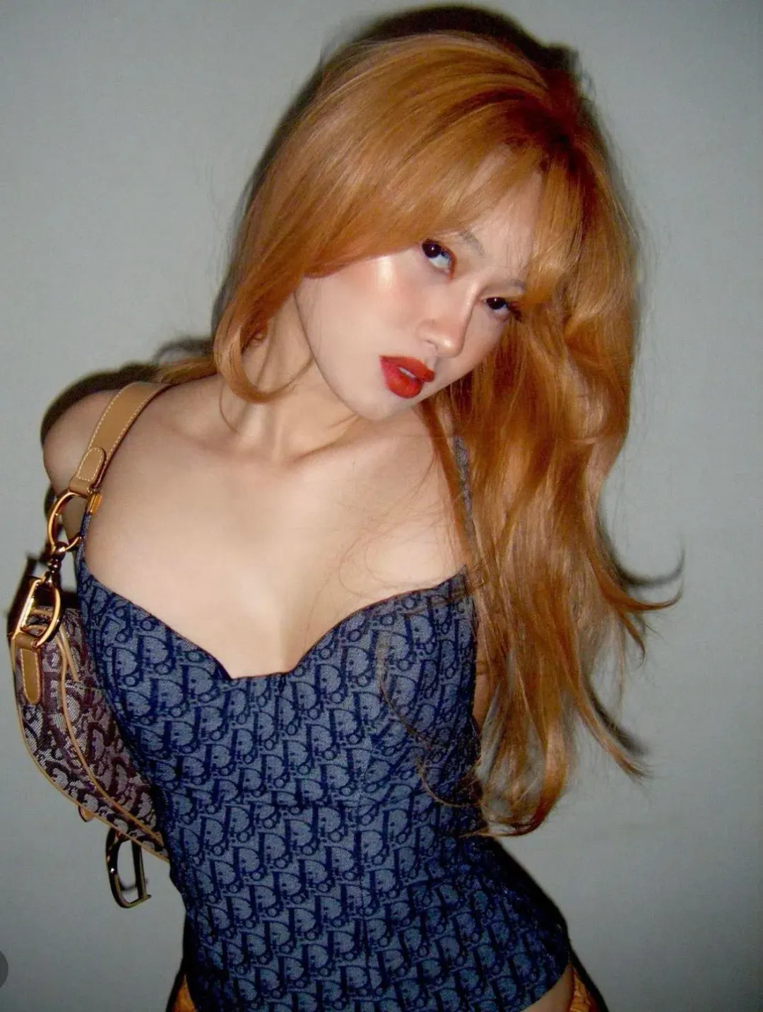 Vintage Dior Monogram Bustier Corset Navy Print Size 8 for rent on The Volte - main image