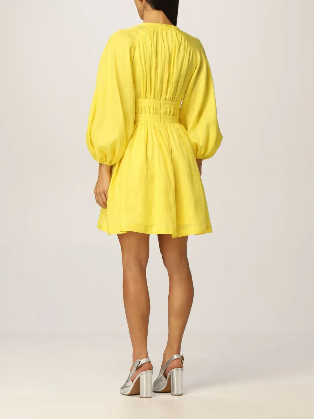 Zimmermann Shelly Plunge Mini Dress Yellow Size 0/Au 8 for rent on The Volte - main image