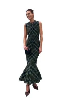 Connor Ives Fluted Checked Cotton Blend Gauze Midi Dress Print Size 6 for rent on The Volte - image 3