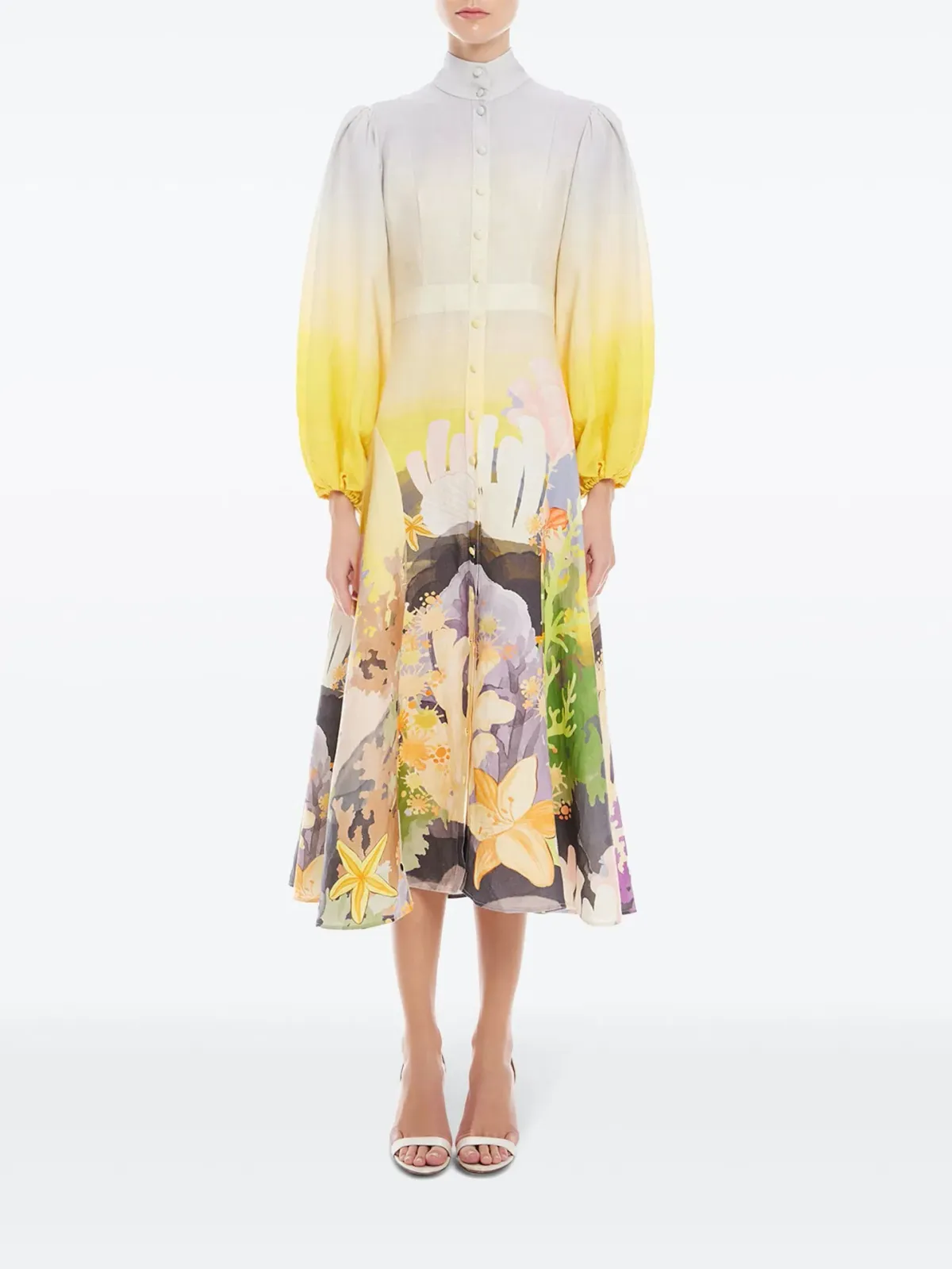 Leo Lin Nellie Midi Dress Neptune Print in Seashell Size 14 for rent on The Volte - main image