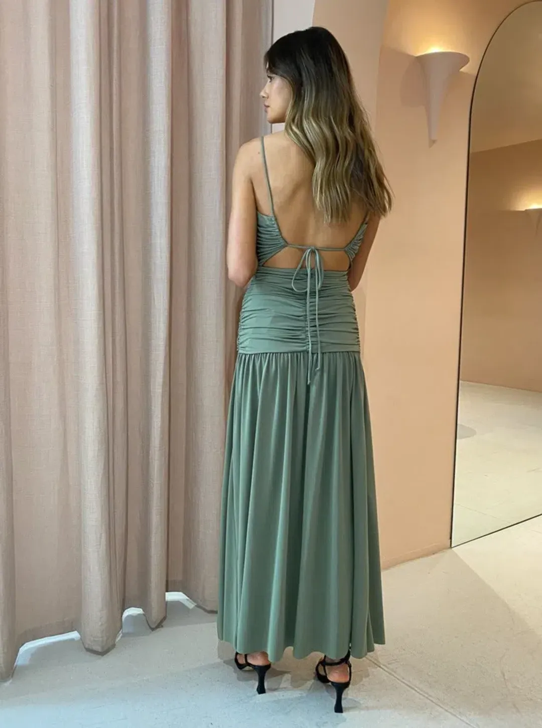 Bec & Bridge Vixen Dress Olive Green Size 14 for rent on The Volte - main image