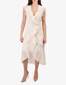 Zimmermann Plisse Wrap Midi Dress Pearl Size  for rent on The Volte - image 1