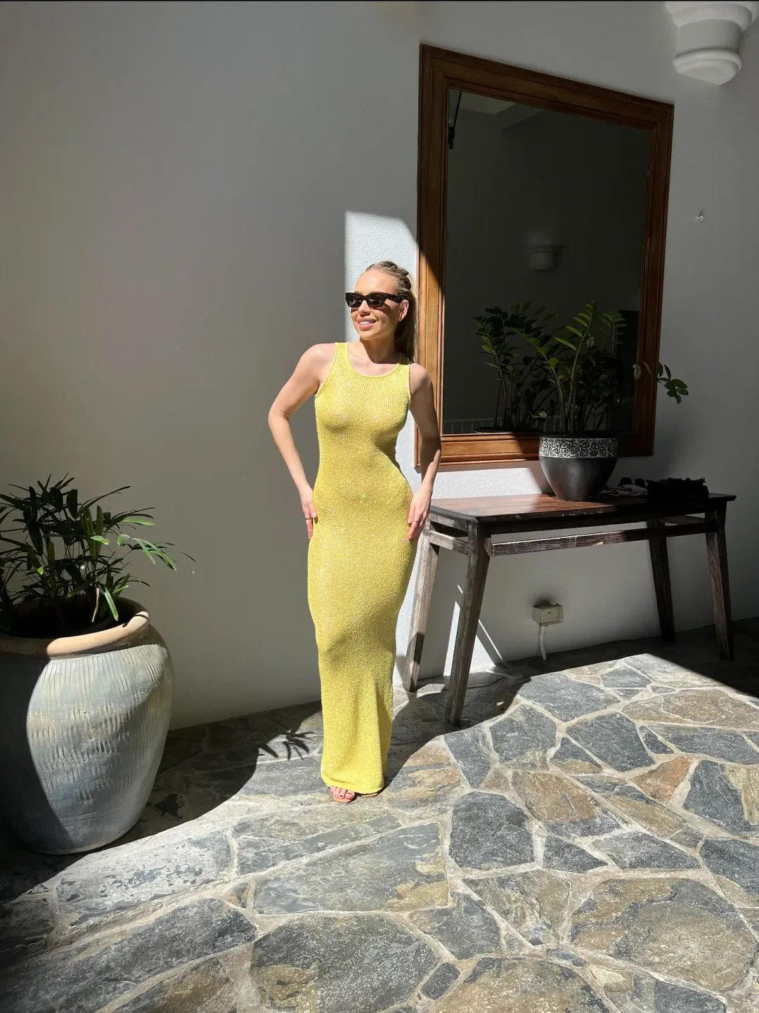 Asta Resort Natalia Dress in Chartreuse Sequin Size XS / AU 6 for rent on The Volte - main image