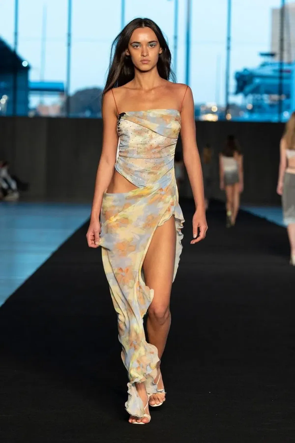 Bec & Bridge Zephy Asym Dress Blue Blossom Floral Size S / AU 8 for rent on The Volte - main image