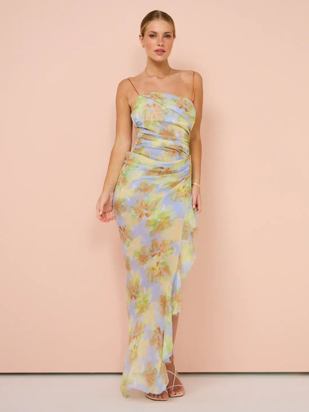 Bec & Bridge Zephy Asym Dress in Blue Blossom Floral Size 8 for rent on The Volte - main image