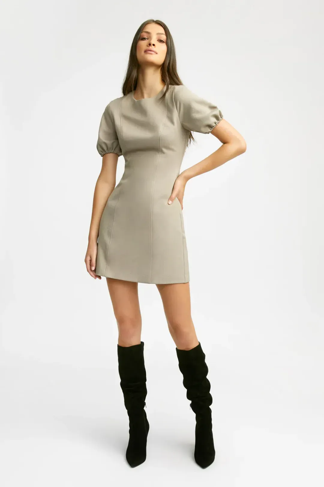 Kookai Stella Mini Dress Olive Size 10 for rent on The Volte - main image