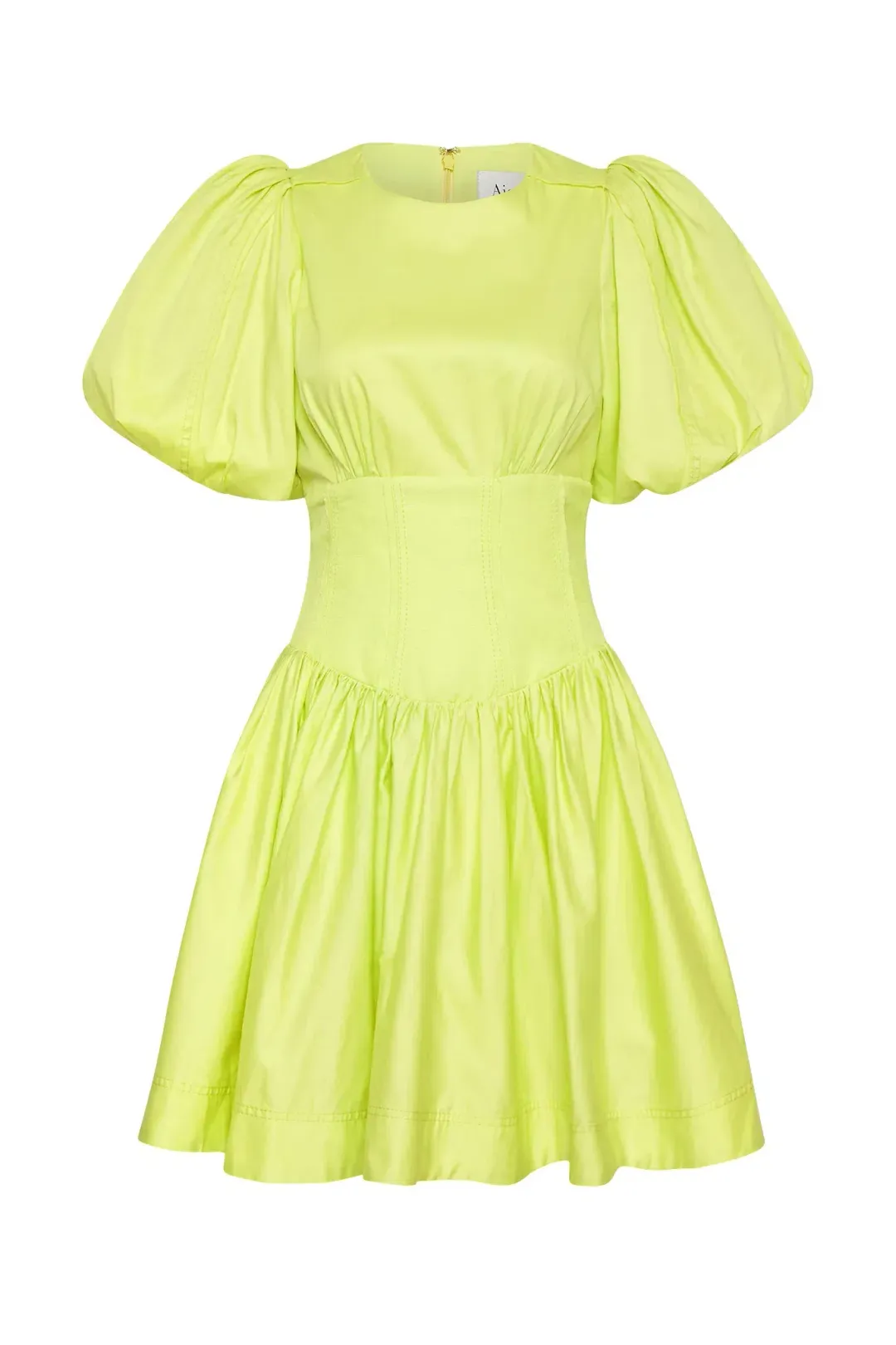 Aje Gianna Puff Sleeve Mini Dress Light Lemon Size 16	 for rent on The Volte - main image
