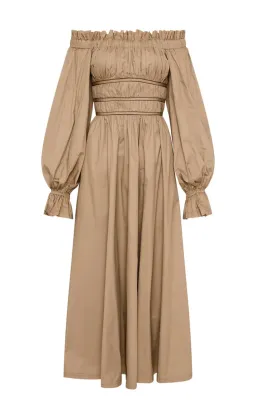 Aje Wattle Off Shoulder Midi Dress Taupe Grey Size 12 for rent on The Volte - image 5