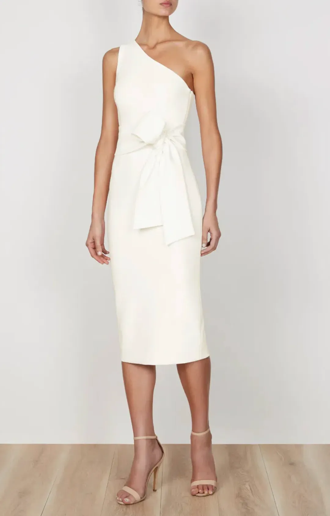 Shona Joy Lucy One Shoulder Midi Dress Ivory Size 10 for rent on The Volte - main image