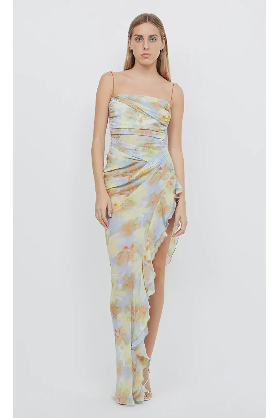 Bec & Bridge Zephy Asym Midi Dress Floral Size AU 8 for rent on The Volte - main image