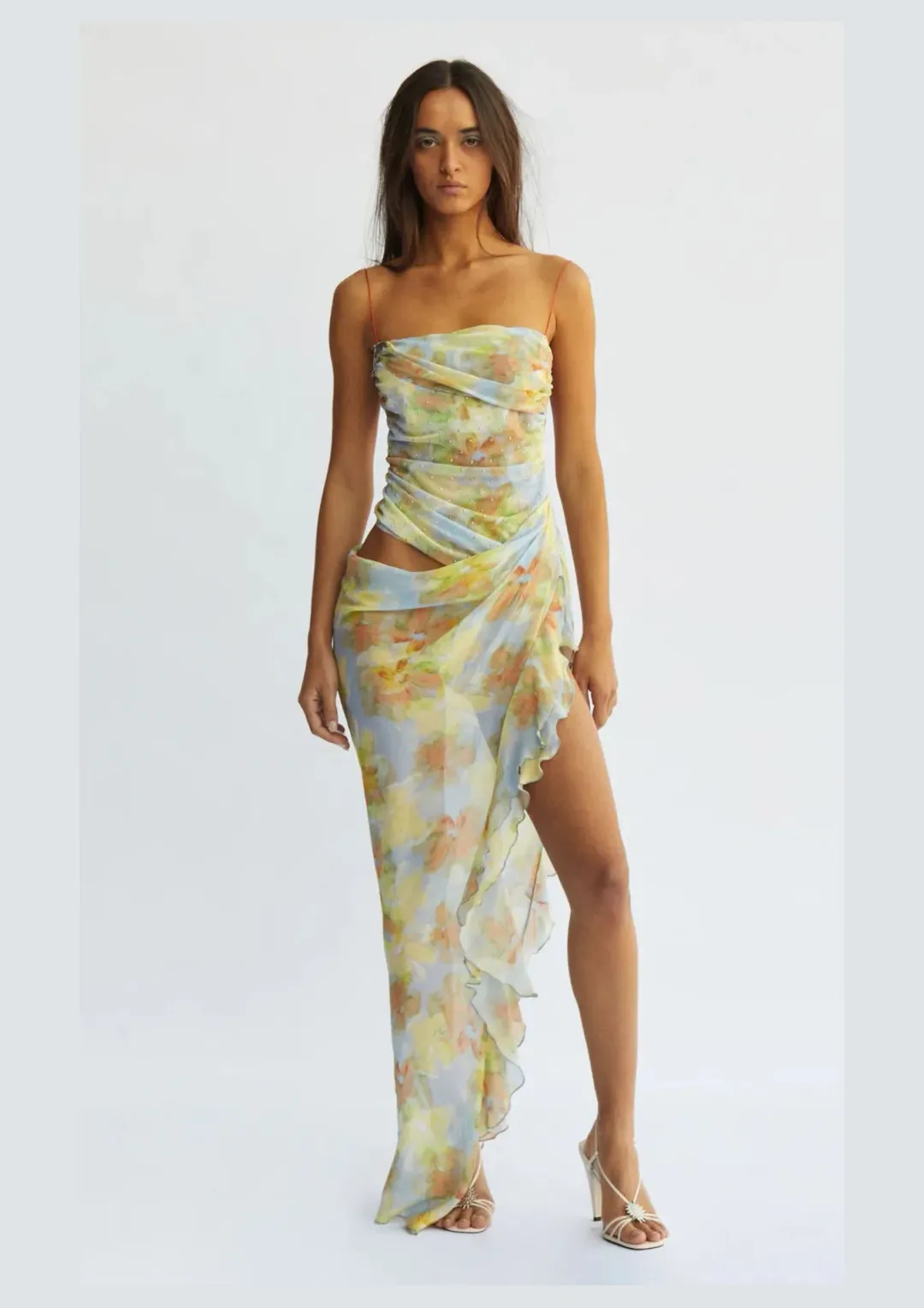 Bec & Bridge Zephy Asym Midi Dress Floral Size AU 8 for rent on The Volte - main image