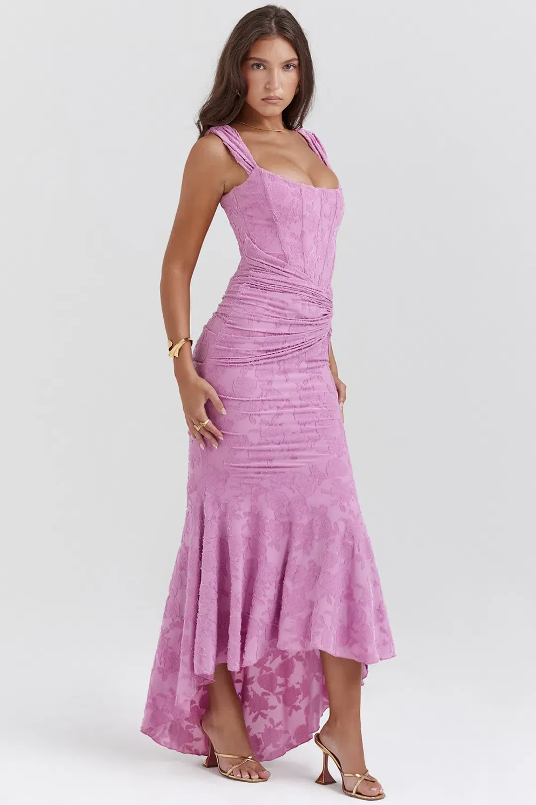 House Of CB Cesca Maxi Dress Rose Pink Floral Size XS / AU 6 for rent on The Volte - main image