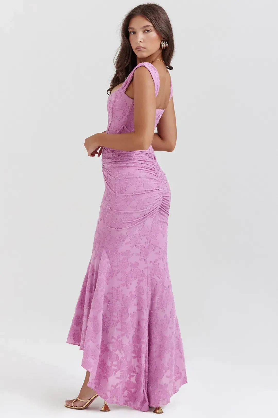 House Of CB Cesca Maxi Dress Rose Pink Floral Size XS / AU 6 for rent on The Volte - main image