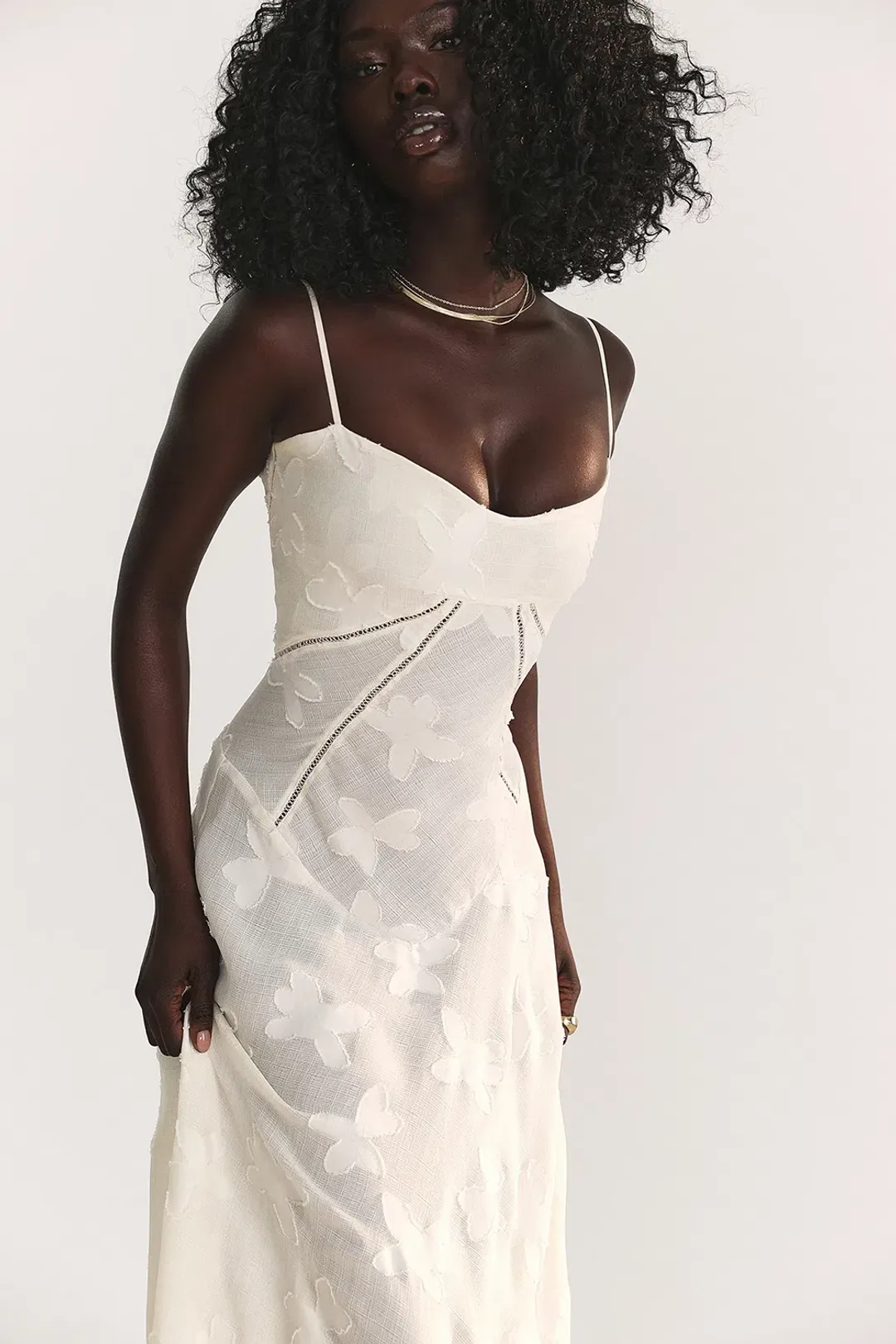 House Of CB Seren Lace Back Maxi Dress Vintage Cream Floral Size XS / AU 6 for rent on The Volte - main image