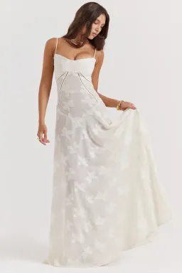 House Of CB Seren Lace Back Maxi Dress Vintage Cream Floral Size XS / AU 6 for rent on The Volte - image 5