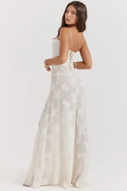 House Of CB Seren Lace Back Maxi Dress Vintage Cream Floral Size XS / AU 6 for rent on The Volte - image 6