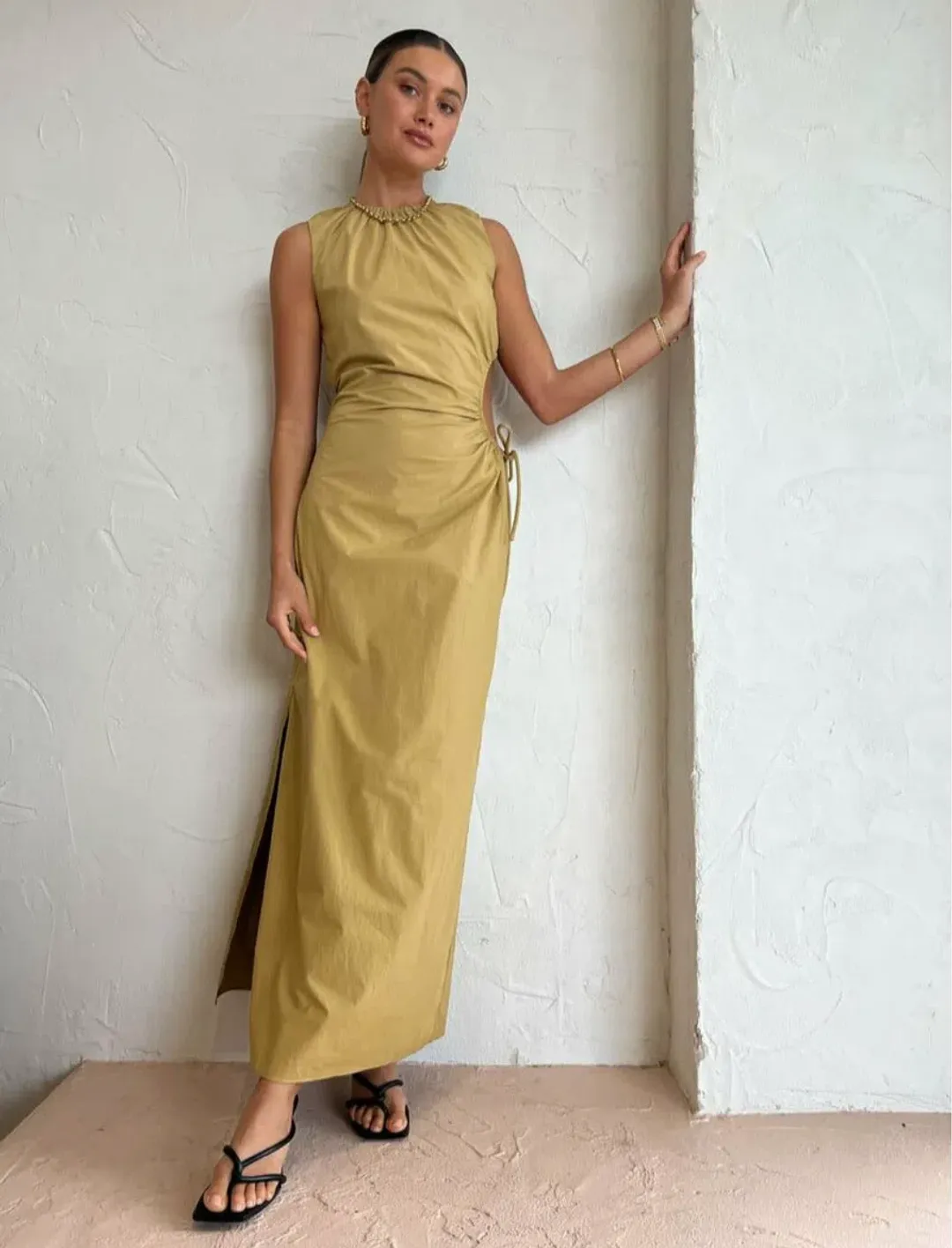 Sir the Label Dion Cut Out Maxi Dress Camel Size 6 for rent on The Volte - main image