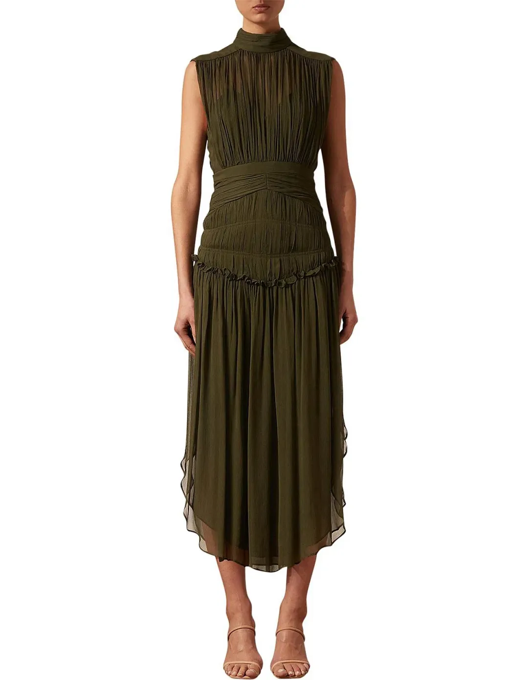 Shona Joy Safira Open Back Midi Dress Green Size 14 for rent on The Volte - main image