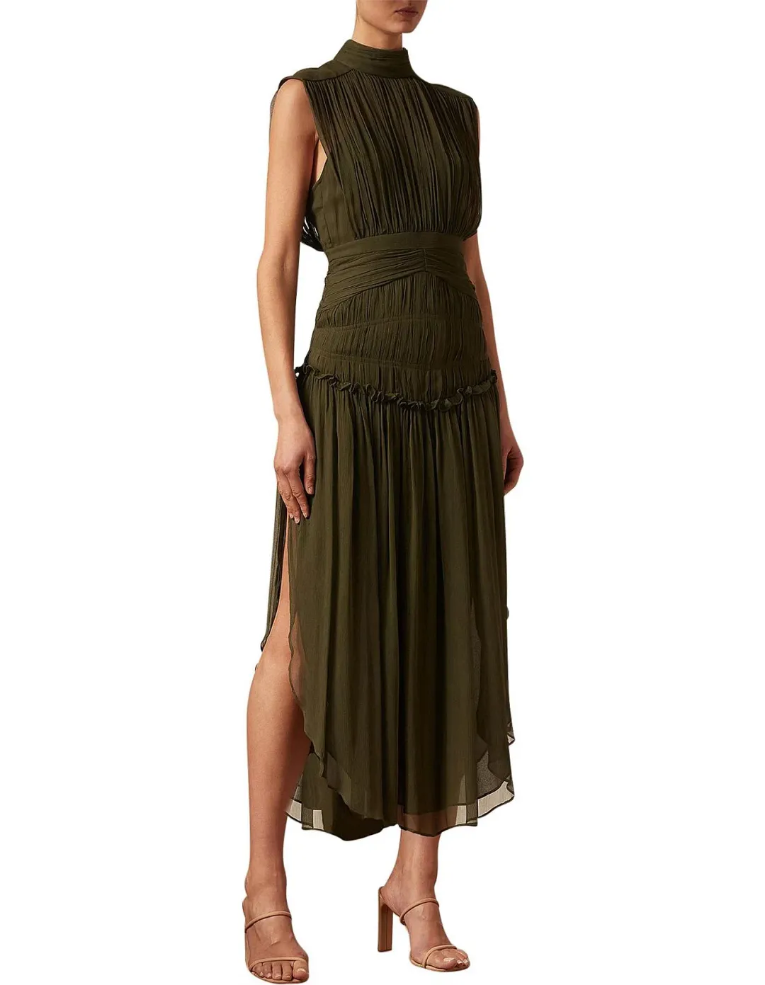 Shona Joy Safira Open Back Midi Dress Green Size 14 for rent on The Volte - main image