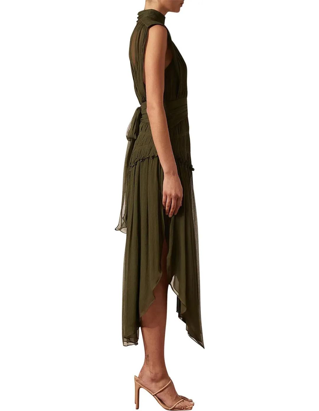Shona Joy Safira Open Back Midi Dress Green Size 14 for rent on The Volte - main image