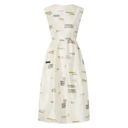 Oroton Structured Spaced Label Midi Dress Soft Cream Print Size 6 for rent on The Volte - image 4
