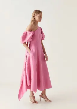 Aje Arista Tulip Sleeve Midi Dress in Cerise Pink Size 12 for rent on The Volte - image 2