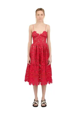 Self Portrait Azaelea Midi Dress Red Size 6 for rent on The Volte - image 1