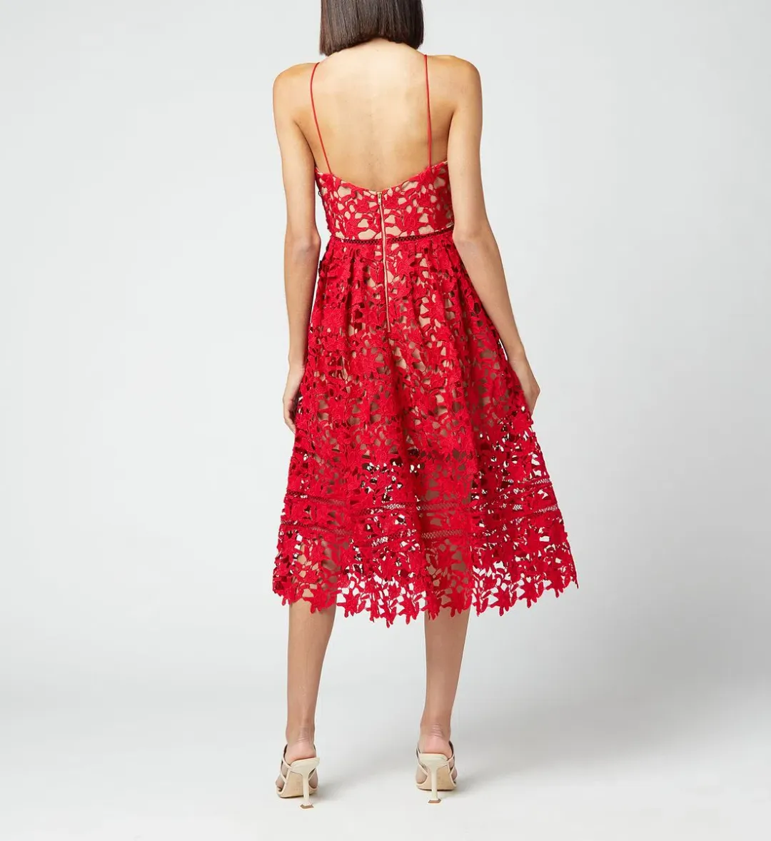 Self Portrait Azaelea Midi Dress Red Size 6 for rent on The Volte - main image