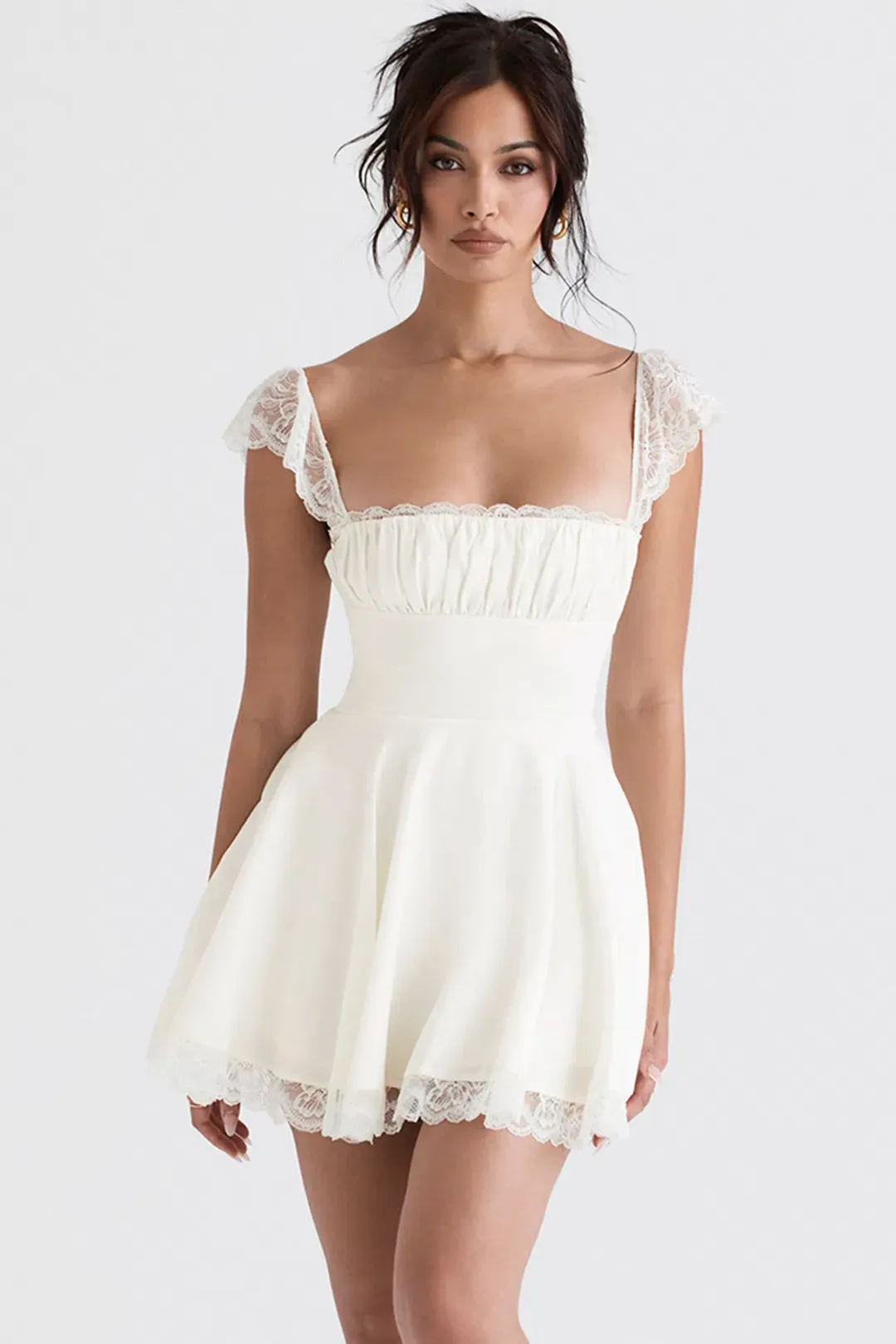 House of CB Kaia Mini Dress Ivory White Size XL / AU 14 for rent on The Volte - main image