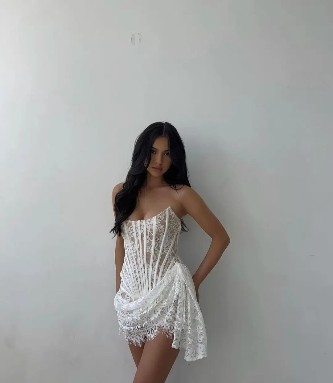 Heiress Beverly Hills Lace Corset Draped Mini Dress White Size M / AU 8-10 for rent on The Volte - main image