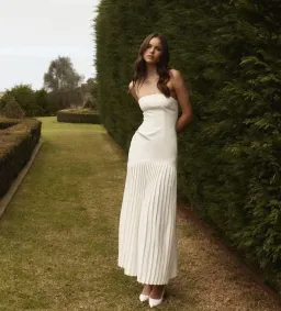 Bianca & Bridgett Mara Pleated Dress White Size 6 for rent on The Volte - image 1