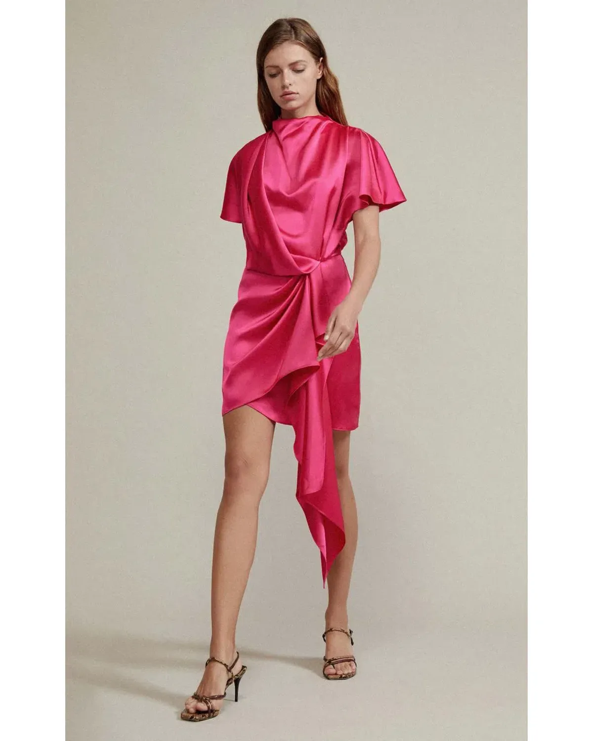 Acler Lochner Mini Dress Fuchsia Size 10 for rent on The Volte - main image