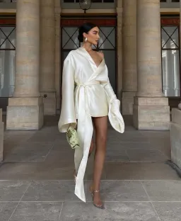 Khirzad Femme Rio Nina Robe Short Ivory Size S / AU 8  for rent on The Volte - image 2