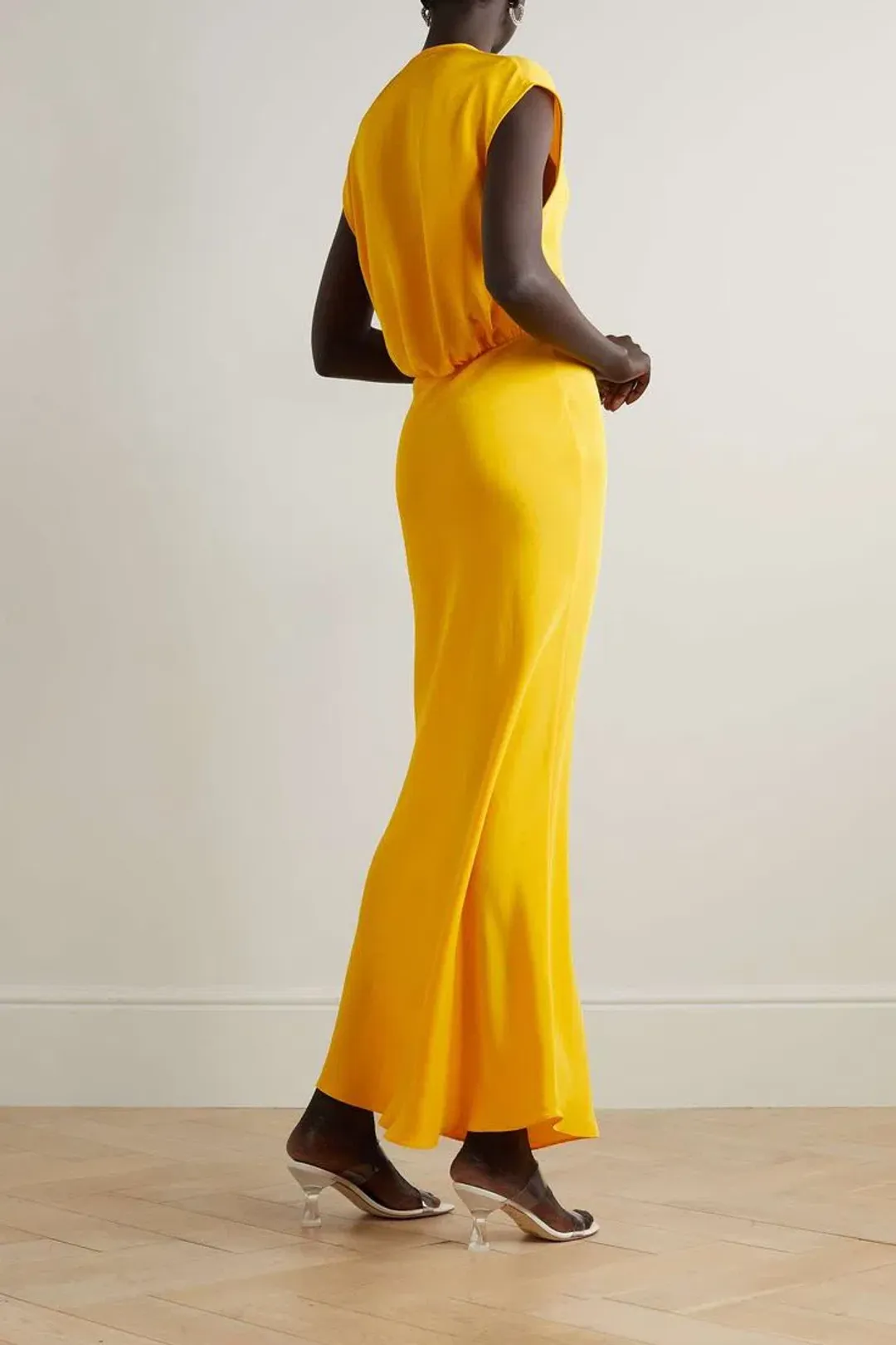 Christopher Esber Triquetra Cutout Silk-satin Maxi Dress Yellow Size 10  for rent on The Volte - main image