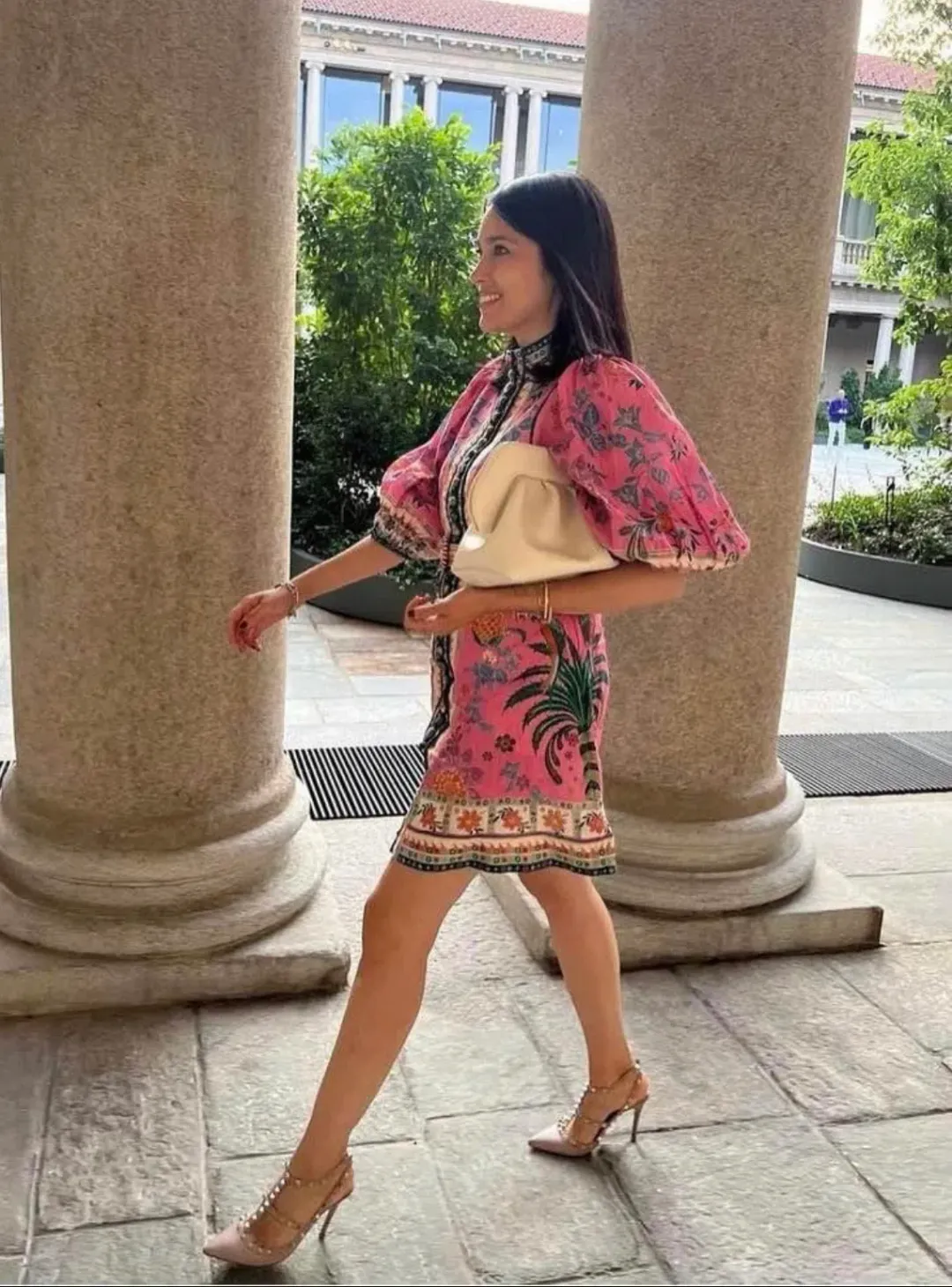 Zimmermann Ginger Buttoned Mini Dress Pink Multi Size 3/Au 14 for rent on The Volte - main image