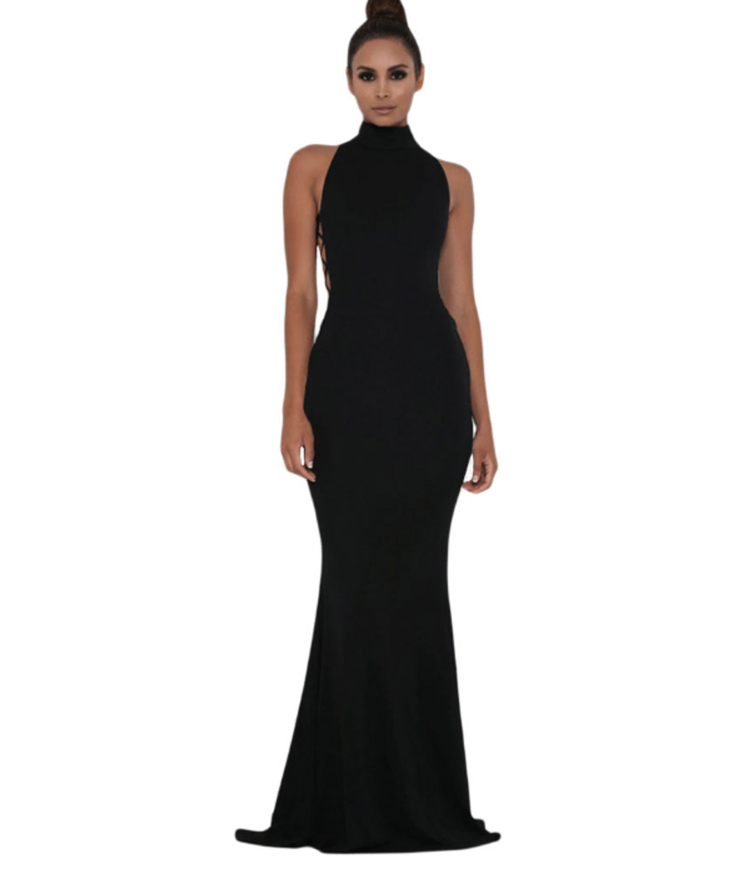 Abyss By Abby Black Halter Gown 8 for rent on The Volte - main image