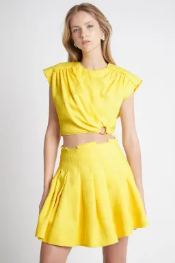 Aje Byblos Cropped Top and Mini Skirt Set Yellow Size 4/6 for rent on The Volte - image 4