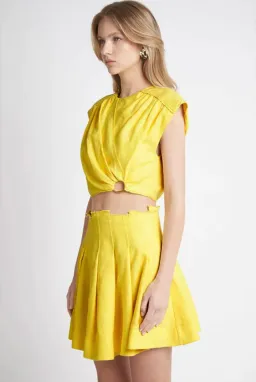 Aje Byblos Cropped Top and Mini Skirt Set Yellow Size 4/6 for rent on The Volte - image 2