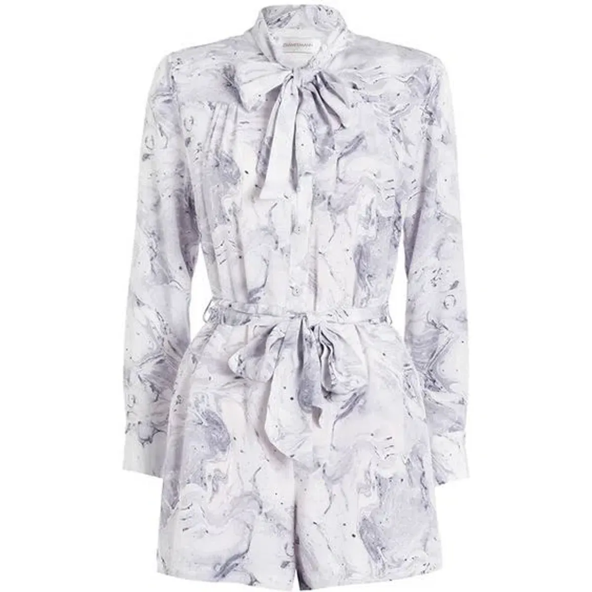 Zimmermann Silk Bow Playsuit Marble Print Size 0 / AU 8 for rent on The Volte - main image