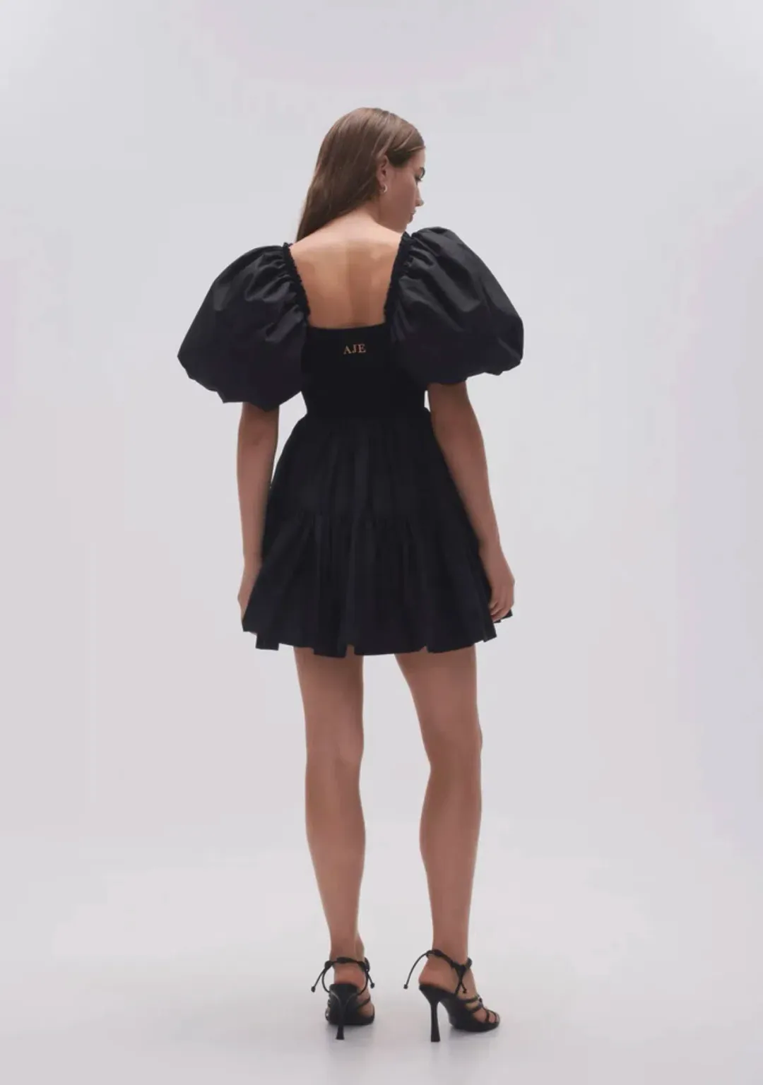 Aje Casa Puff Sleeve Mini Dress Black Size 4 for rent on The Volte - main image