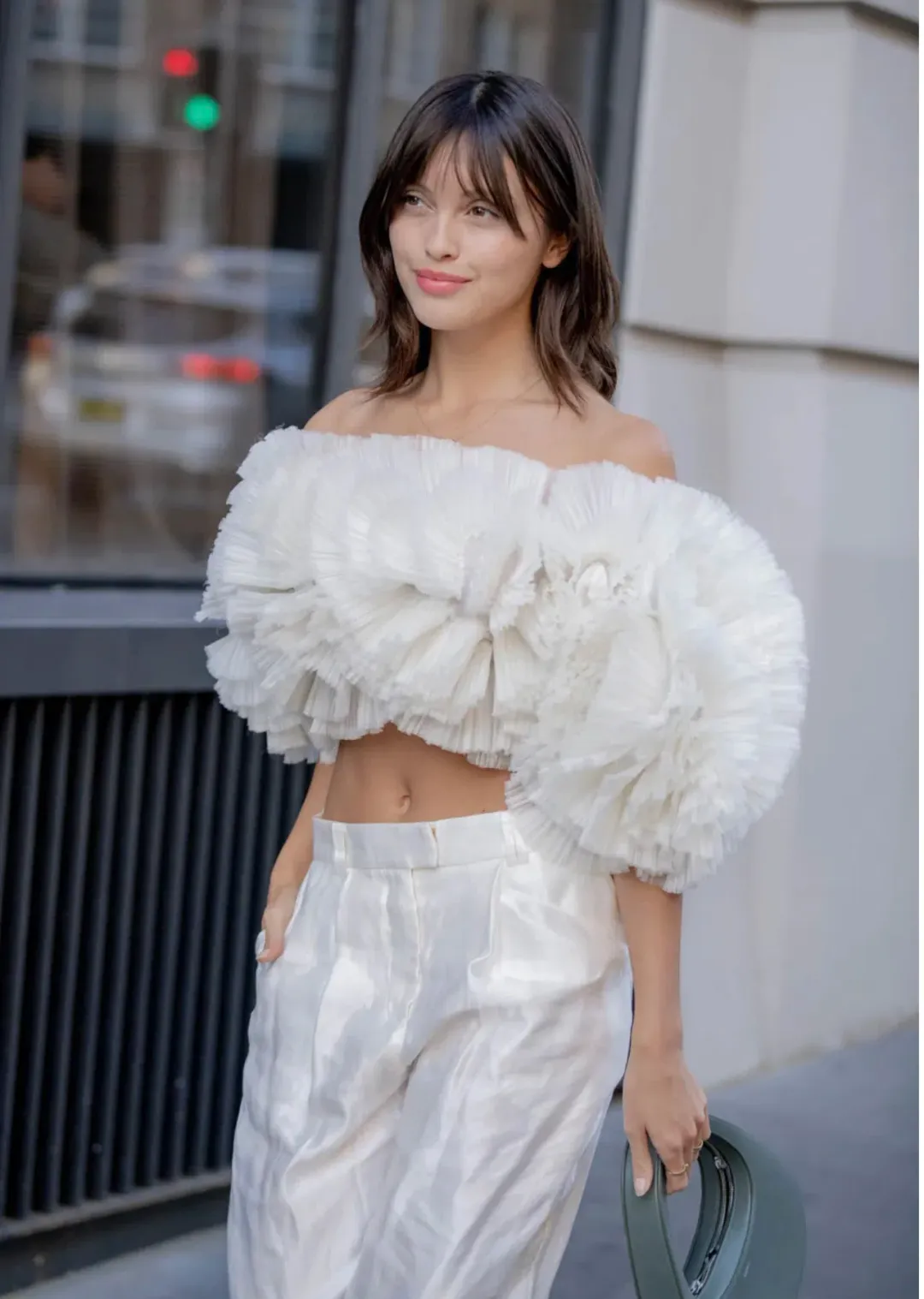 Aje Expressive Pleated Top Ivory Size 12 for rent on The Volte - main image