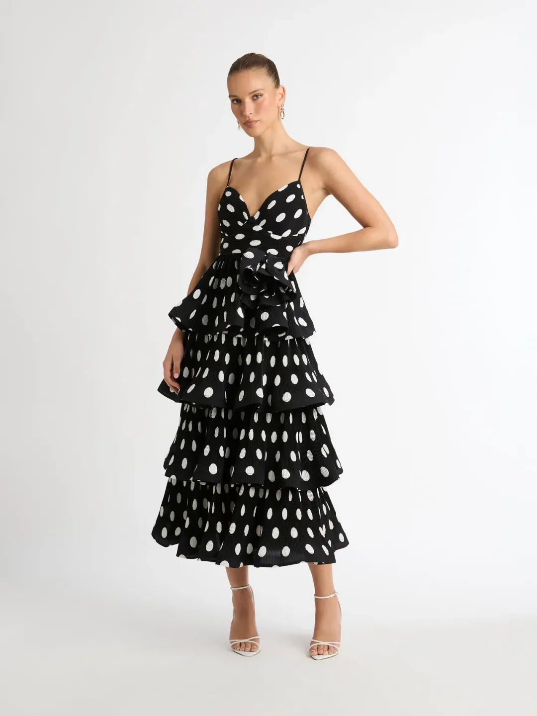 Sheike Julia Tiered Polka Dot Dress Print Size 6 for rent on The Volte - main image