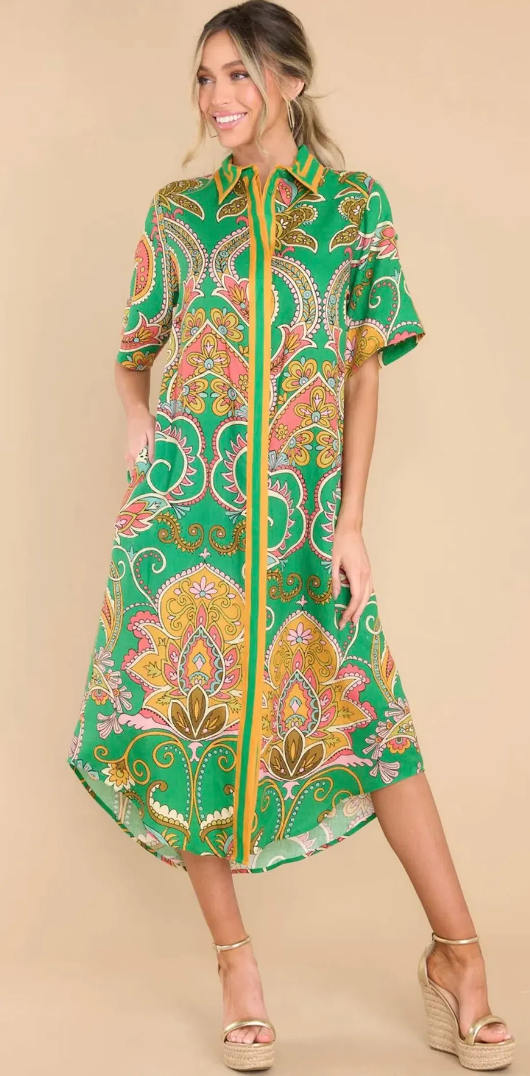 Alémais Marion Shirtdress Green Size 8 for rent on The Volte - main image