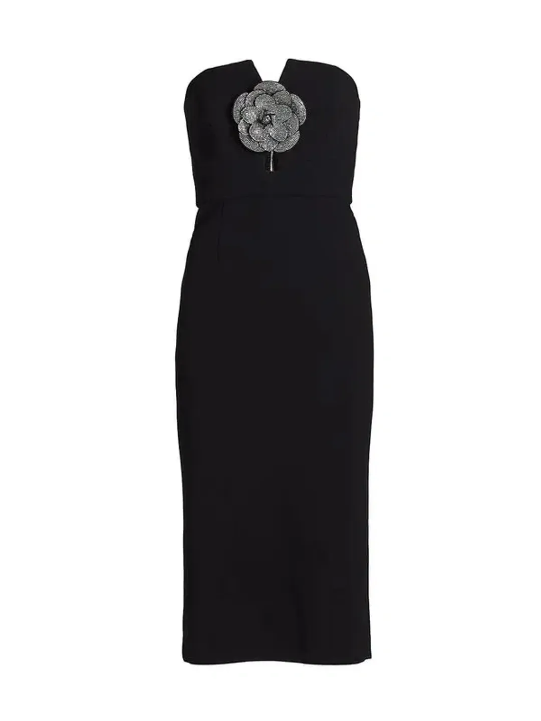 Rebecca Vallance Yvonne Rhinestone Flower Midi-Dress Black Size 6 for rent on The Volte - main image