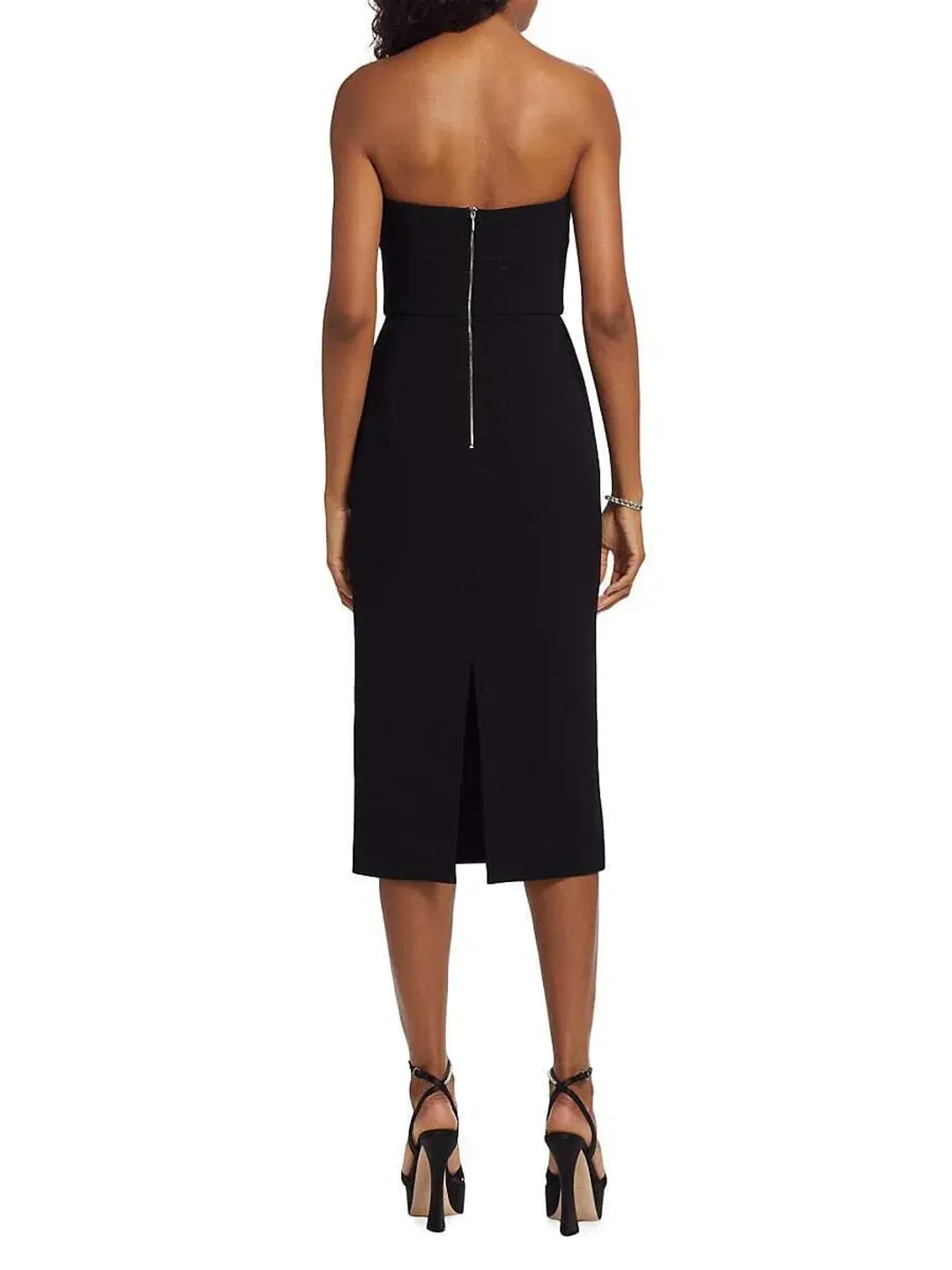 Rebecca Vallance Yvonne Rhinestone Flower Midi-Dress Black Size 6 for rent on The Volte - main image